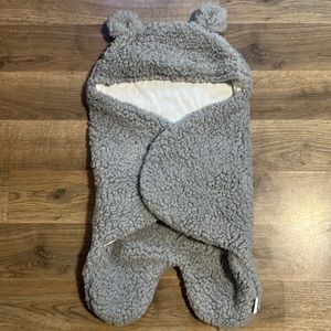 Fuzzy Grey 0-6 Month Swaddle Blanket
